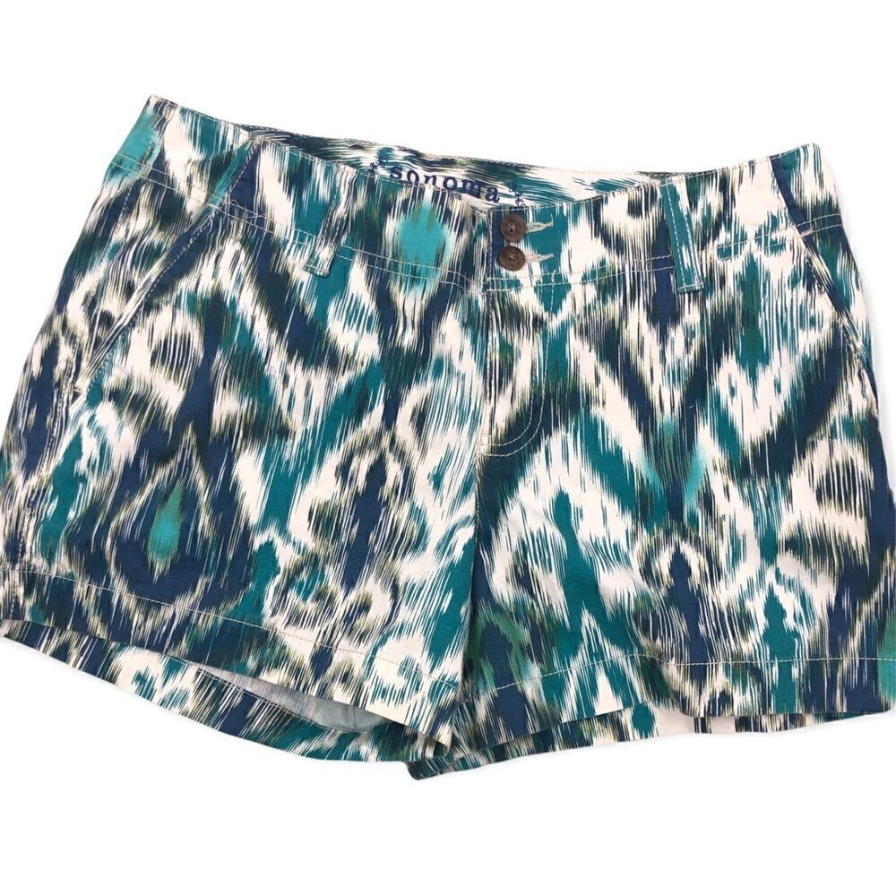 Sonoma abstract print blue teal 3.5” size 10 shorts